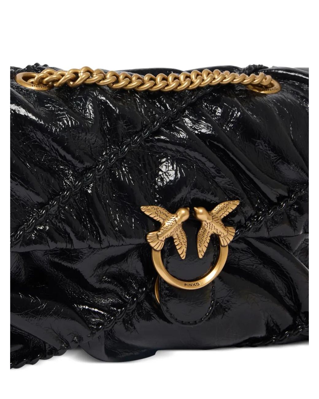 Pinko Black Sac Porté Épaule En Cuir À Design Matelassé