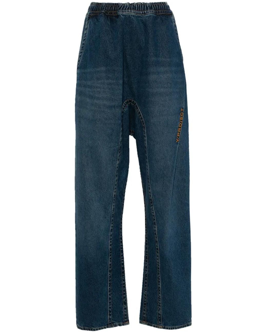 Y. Project Blue Organic Cotton Embroidered Straight-Leg Jeans