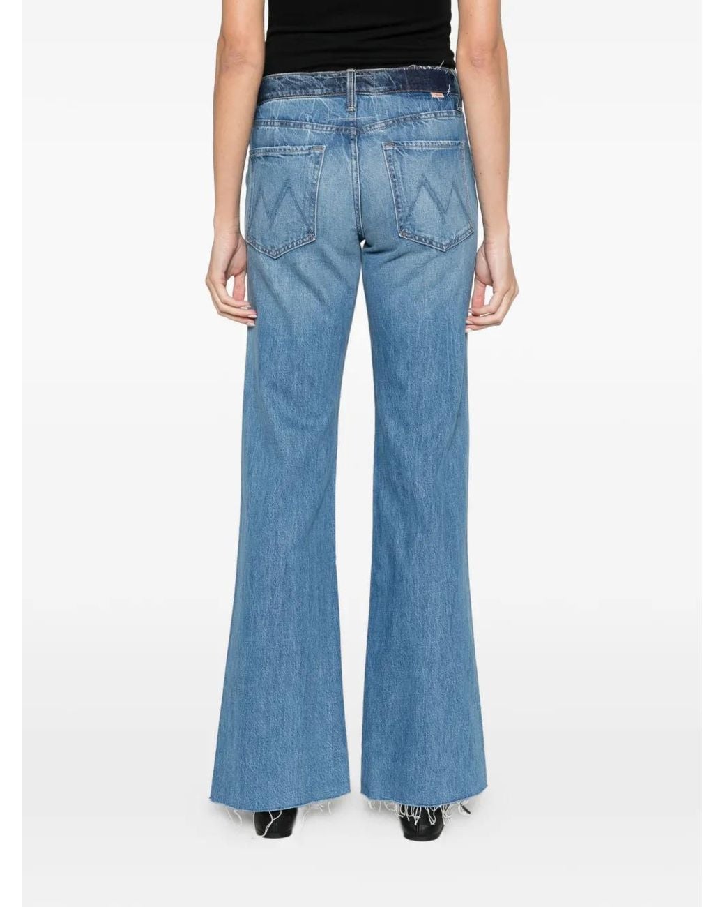 Mother Blue The Bookie Slit Twist Heel Fray Jeans