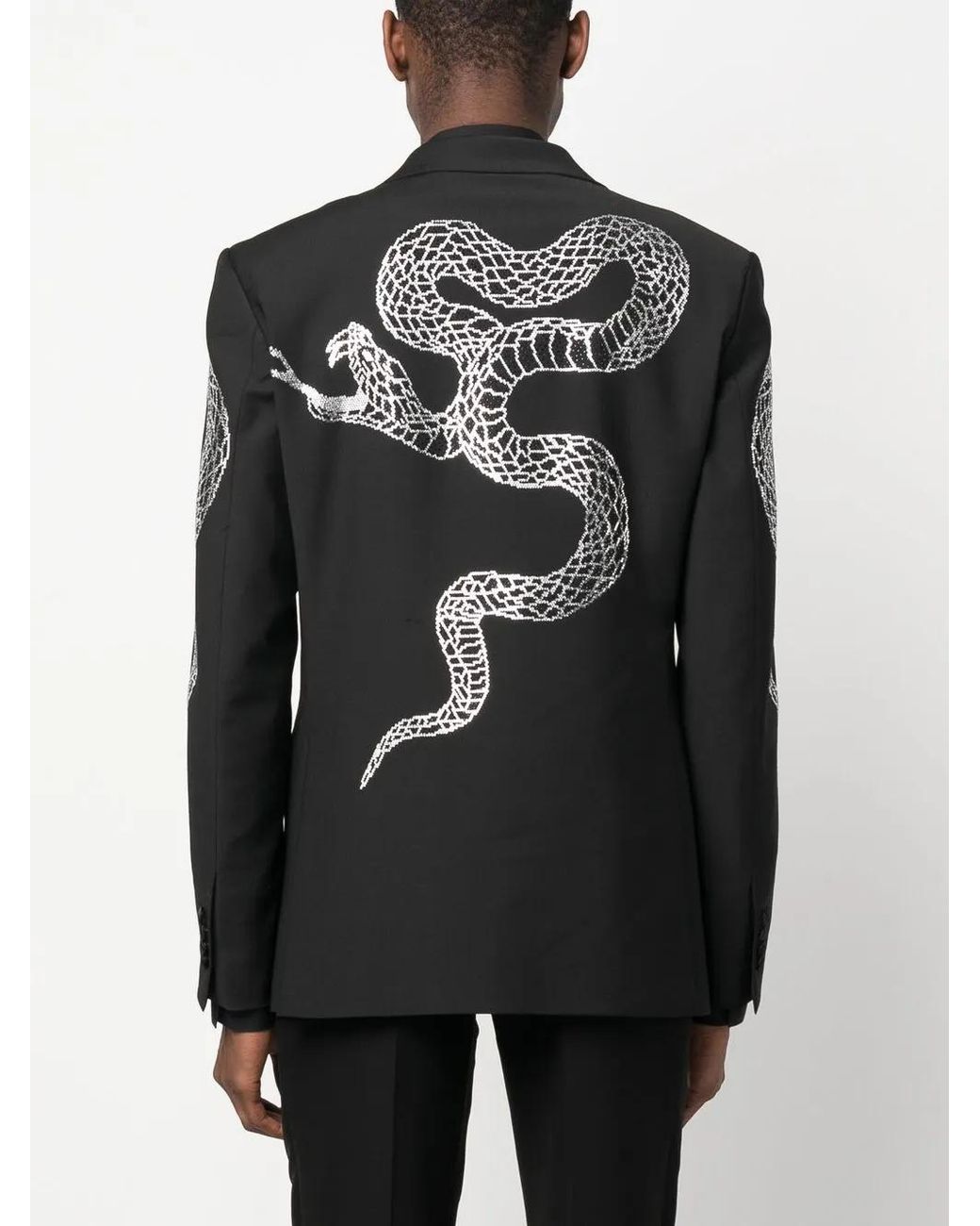 Philipp Plein Black Crystal-Embellished Single-Breasted Blazer for men