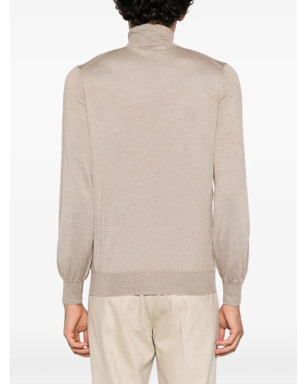 Brunello Cucinelli Natural Roll-Neck Knitted Sweater for men