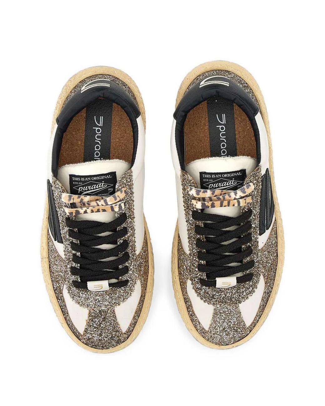 PURAAI White 1.01 Vintage Glitter-Detail Sneakers