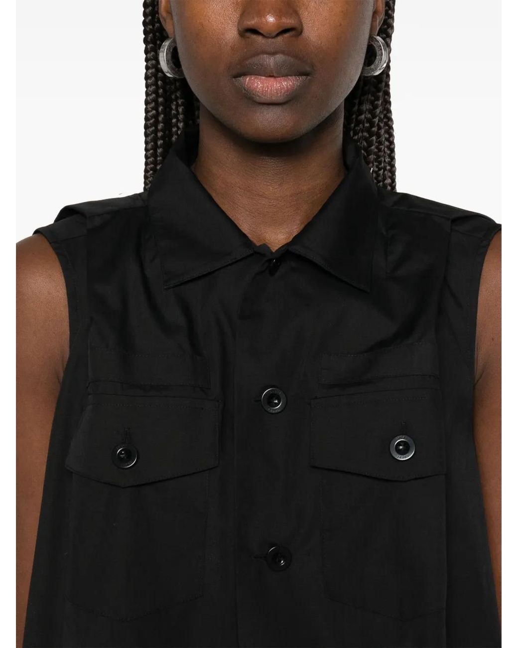 Sacai Black Sleeveless Mini Dress