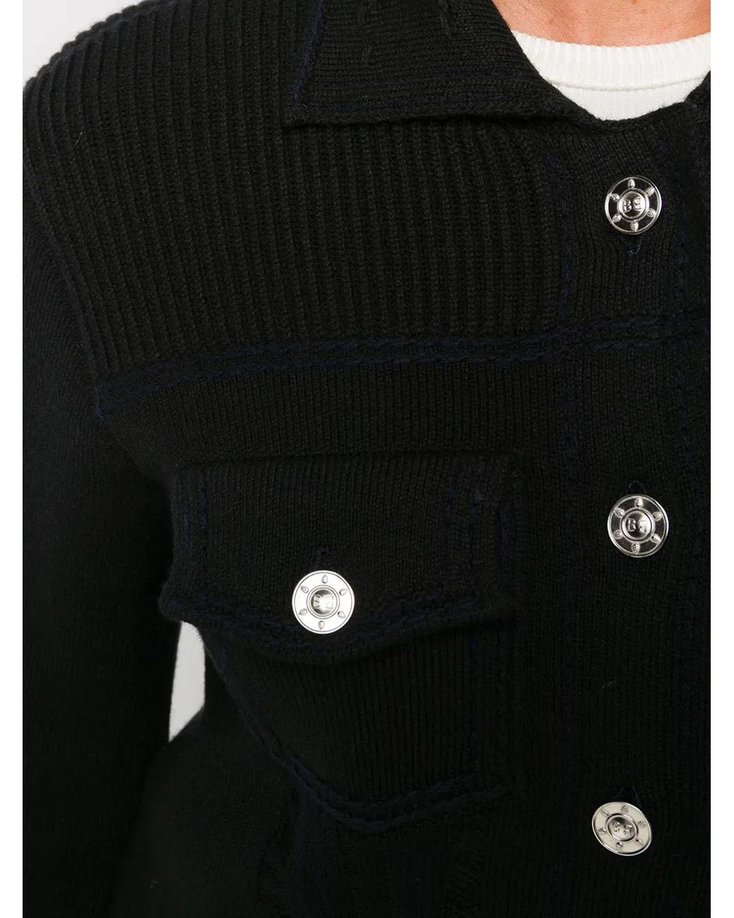 Barrie Black Contrast-Stitch Knitted Jacket