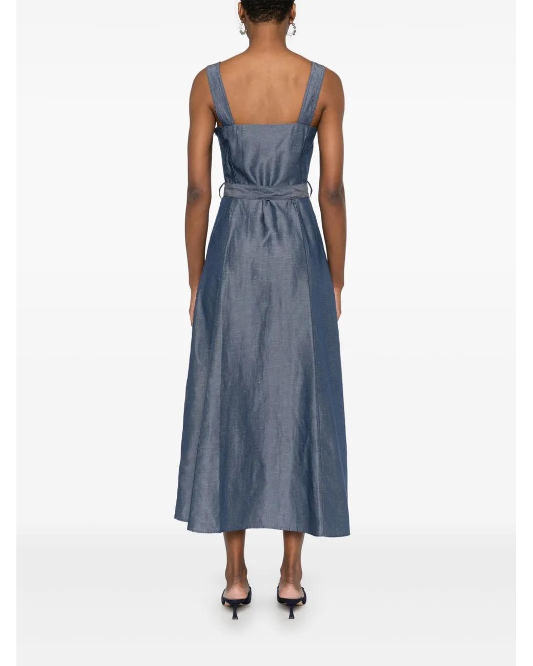 Liu Jo Blue Midi Dress With Sweetheart Neckline