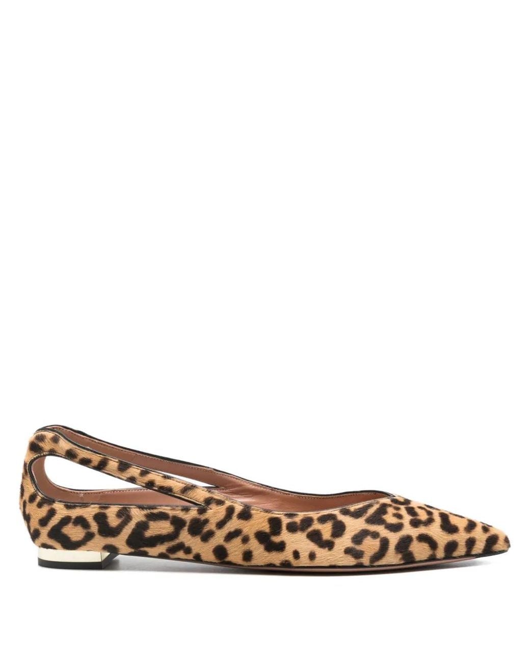 Aquazzura Brown Leopard-Print Ballet Flats