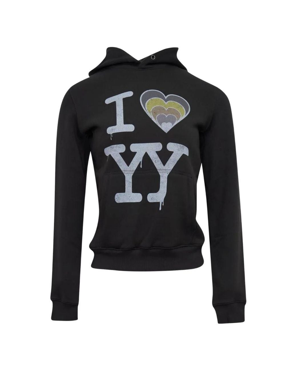 OPEN YY Black Logo-Print Cotton Hoodie