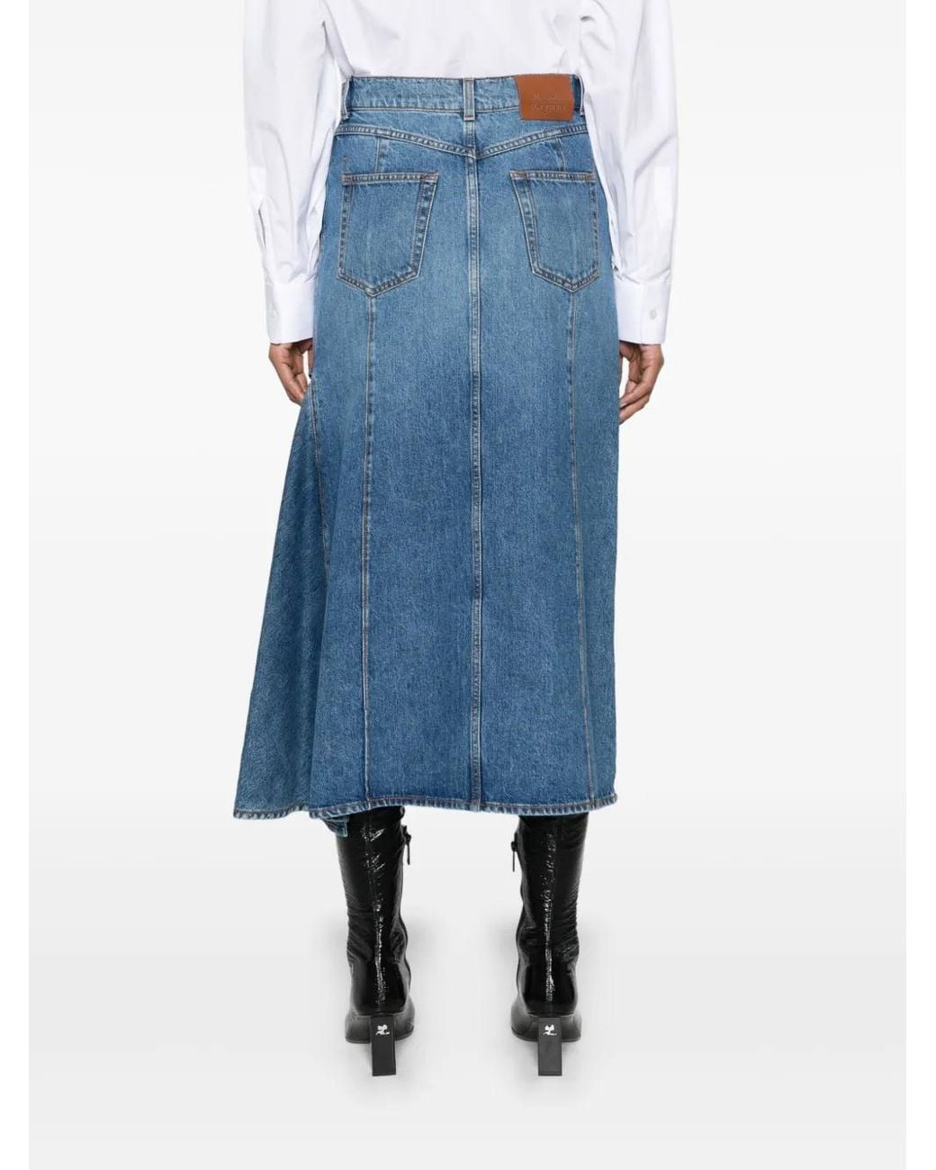 McQueen Slashed Denim Midi-Rok in het Blue