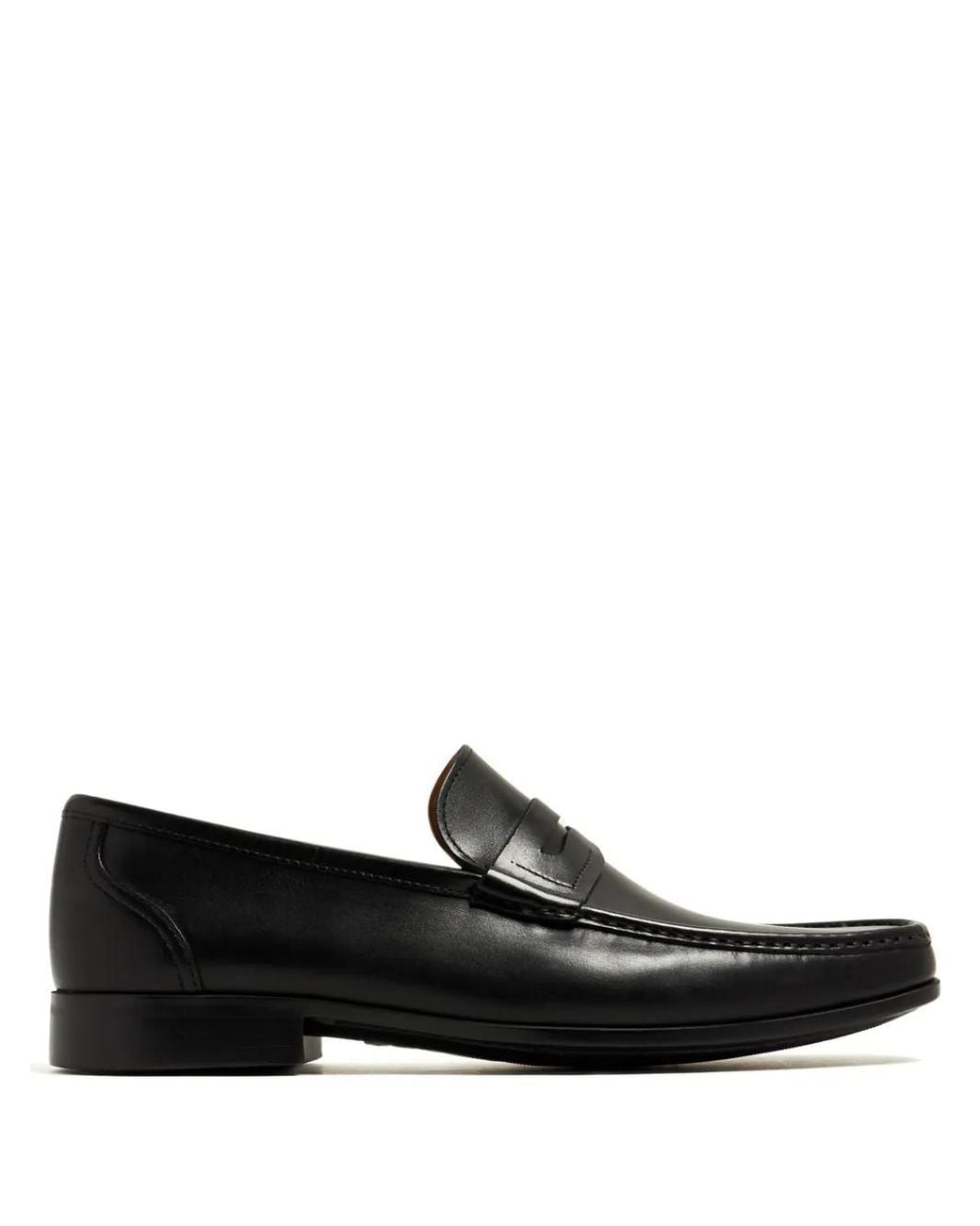 Magnanni Shoes Black Penny-Slot Leather Loafers for men