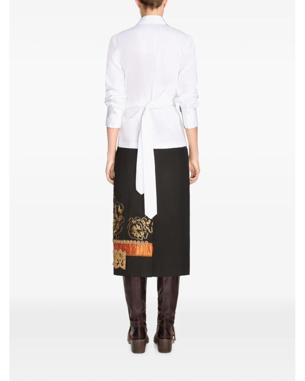 Dries Van Noten White Fitted Cotton Wrap Shirt