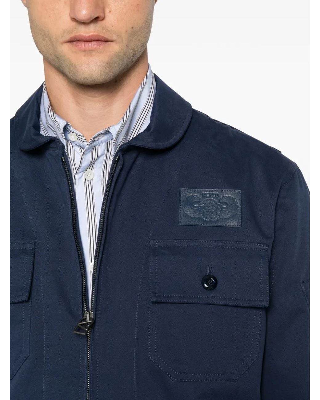 KENZO Blue Flying Boke Multi-Pocket Shirt Jacket for men
