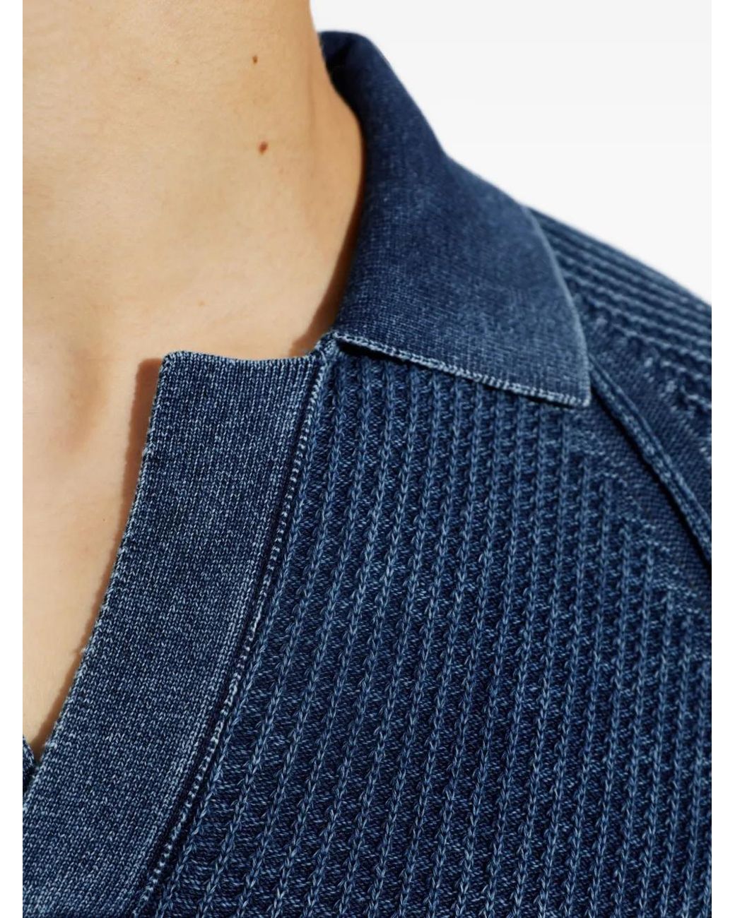 DIESEL Blue Ribbed-Knit T-Shirt for men
