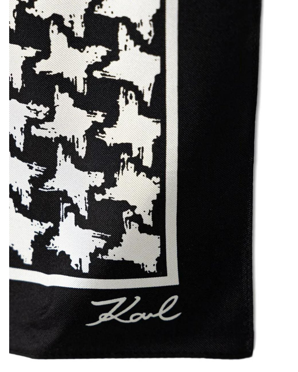 Karl Lagerfeld Black Houndstooth-Pattern Scarf