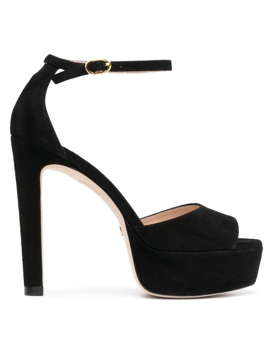 Stuart Weitzman 130mm Suede Opentoe Heels in Black Lyst