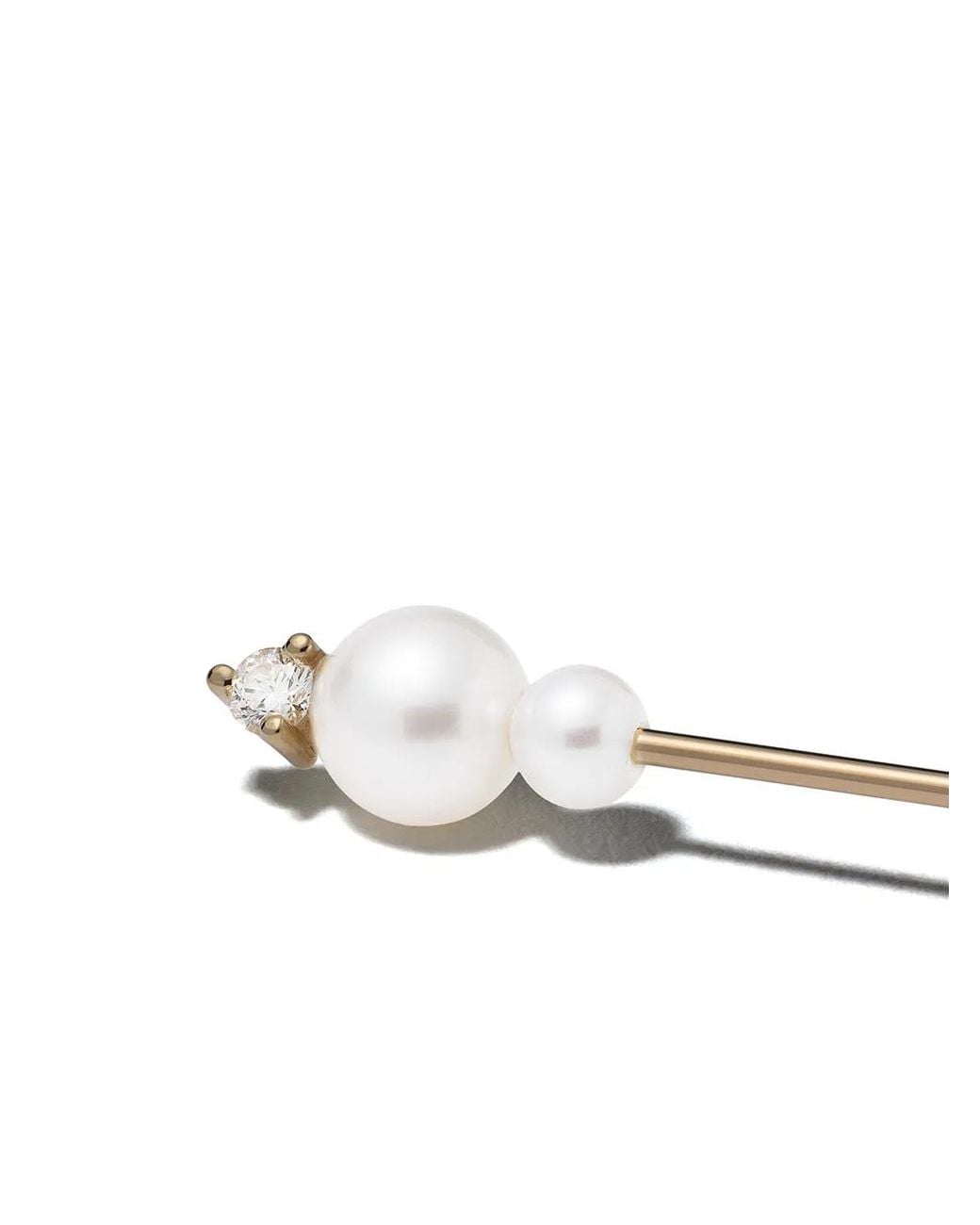 Mizuki White 14Kt Sea Of Beauty Kanzanshi Pearl Diamond Single Earrings