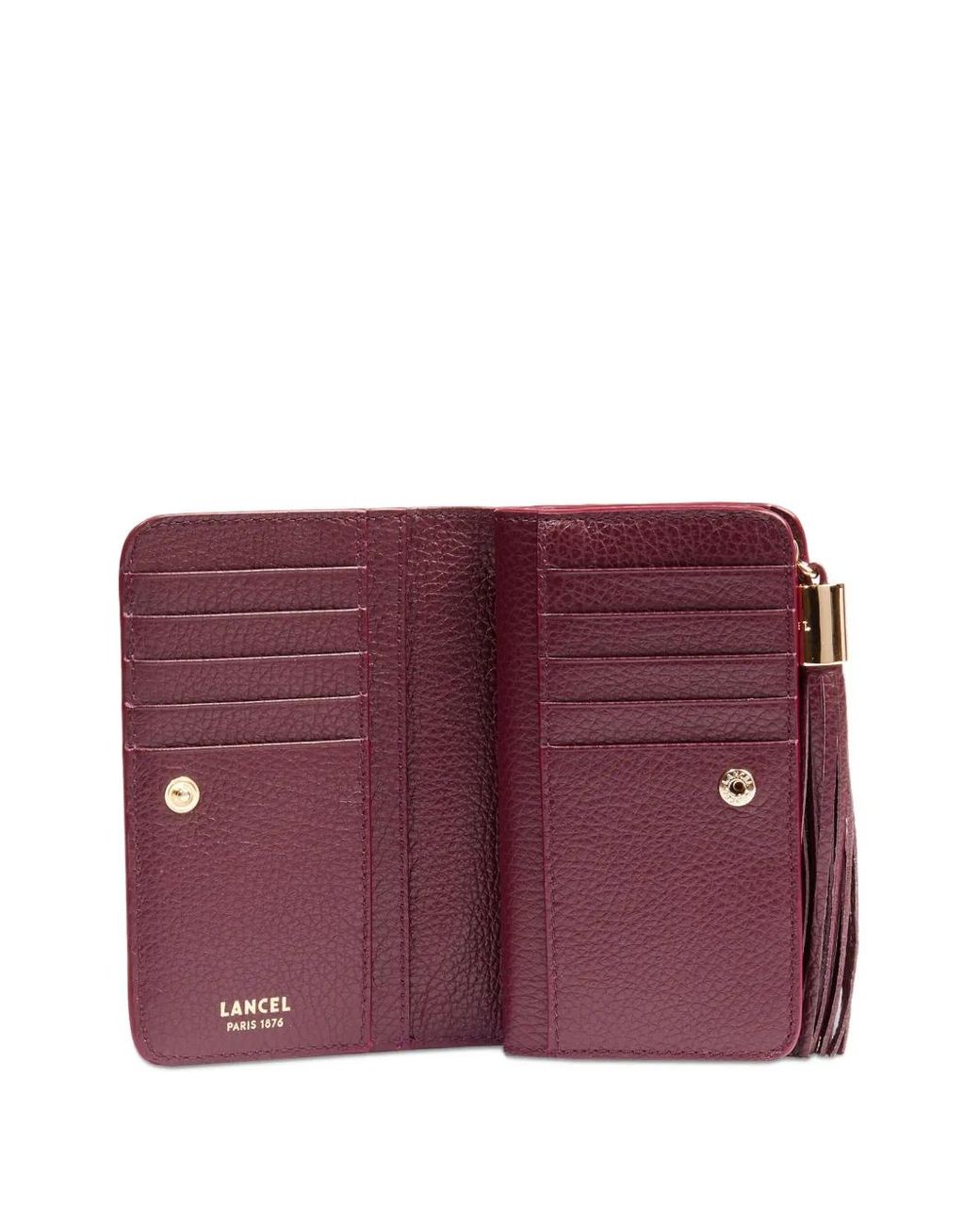Lancel Purple Tassel-Embellished Bi-Fold Wallet