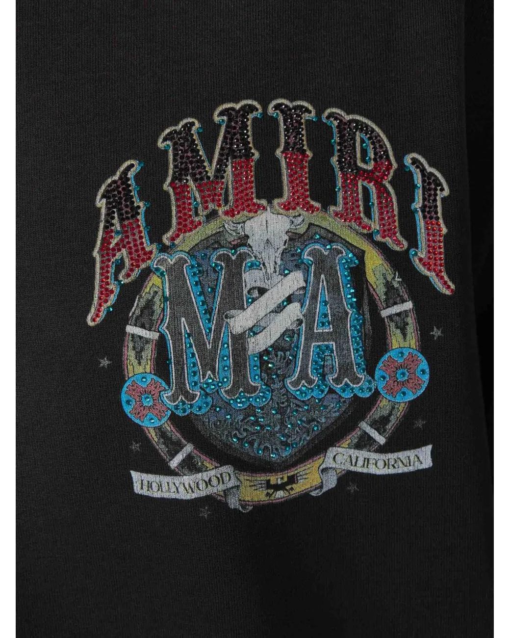 Amiri Black Crystal-Embellished Logo-Print T-Shirt for men