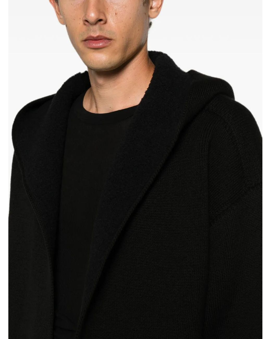 Rick Owens Black Tower Hoodie Robe for men