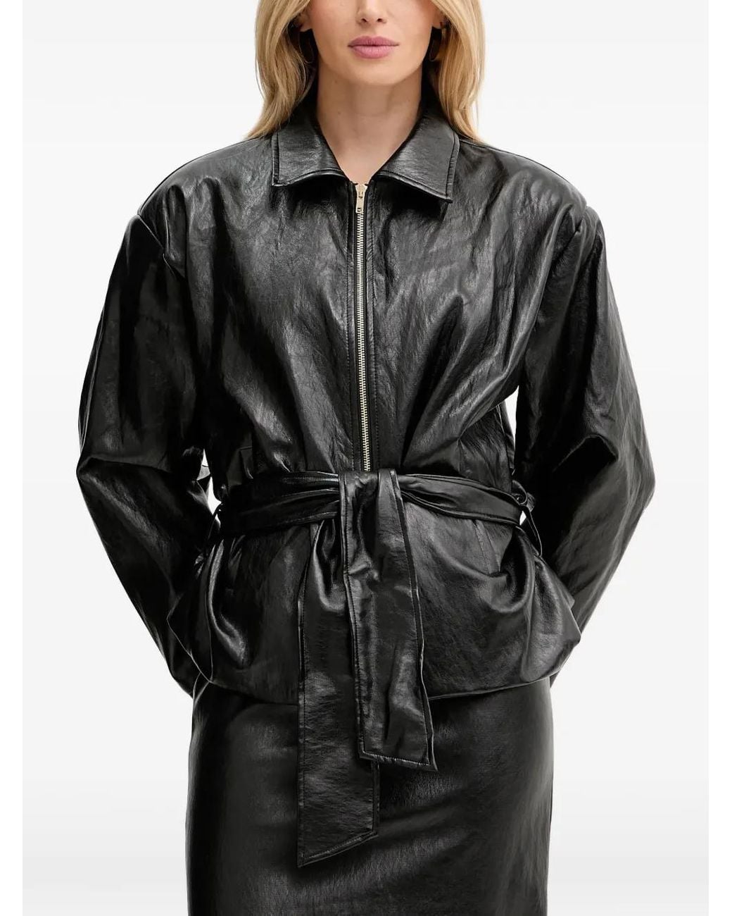 Haveone Black Belted Zip-Up Jacket
