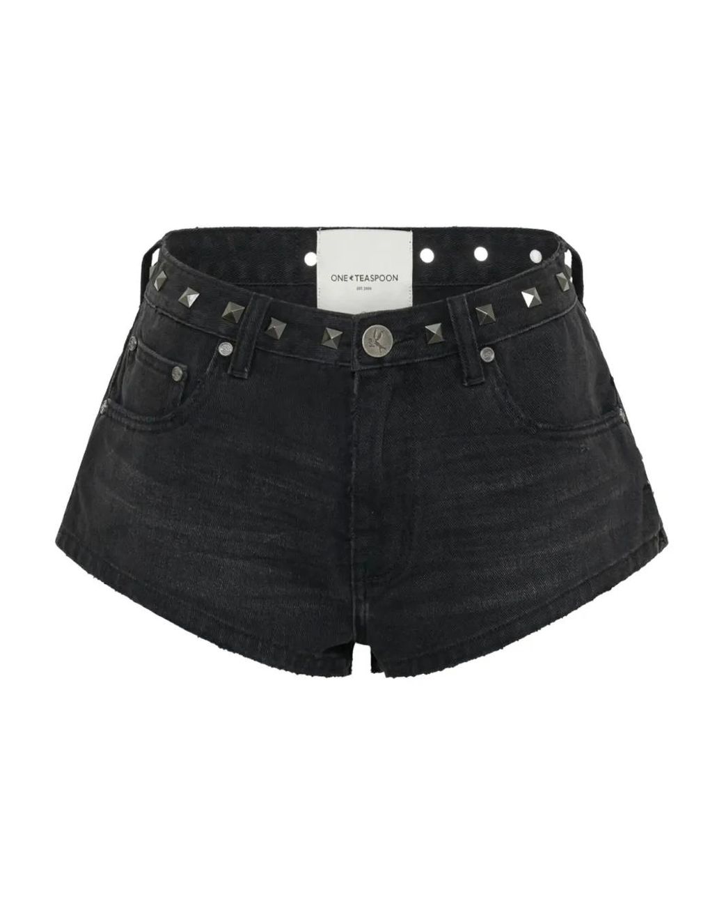 One Teaspoon Black Studded Five-Pockets Shorts