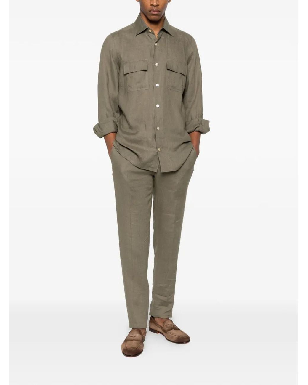 Kiton Natural Pleated Trousers for men