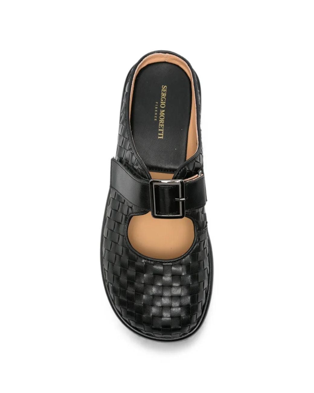SERGIO MORETTI FIRENZE Black Woven Buckle-Fastening Slippers