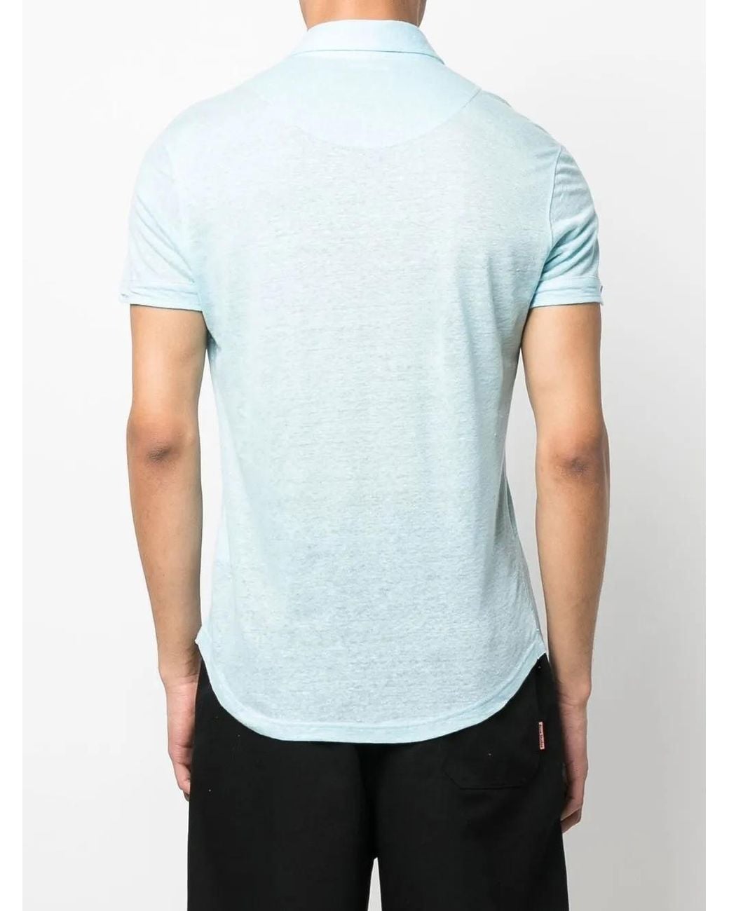 Orlebar Brown Blue Button-Placket Detail Polo Shirt for men