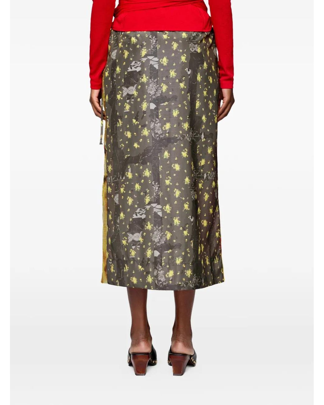 Ganni Yellow Organza Wrap Midi Skirt