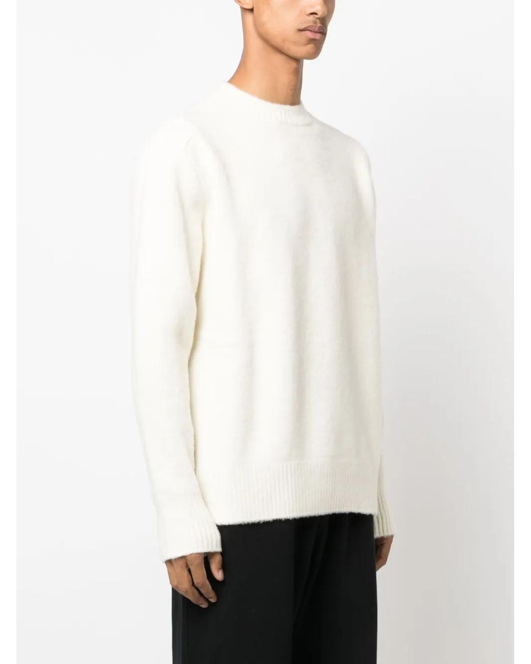 OAMC White Logo Intarsia-Knit Wool Jumper for men