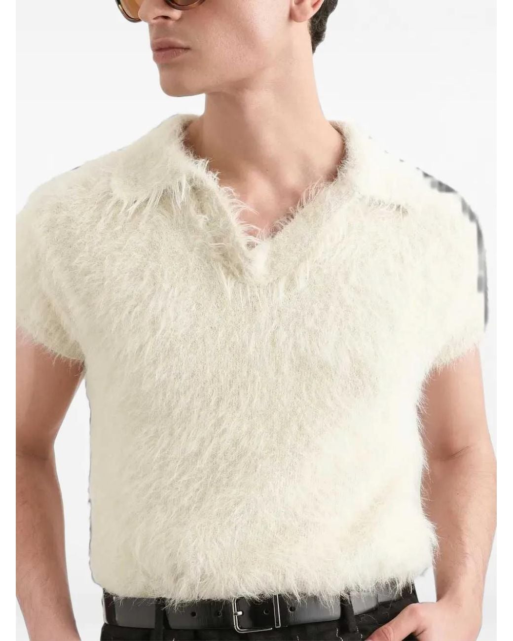 Dolce & Gabbana White Knit Polo Shirt for men