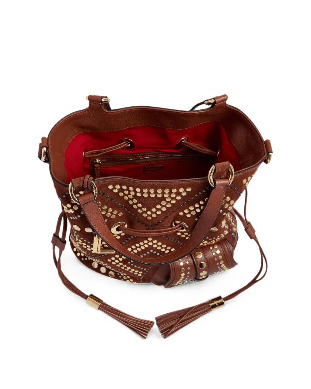 Lancel Brown Medium Premier Flirt Studded Bucket Bag