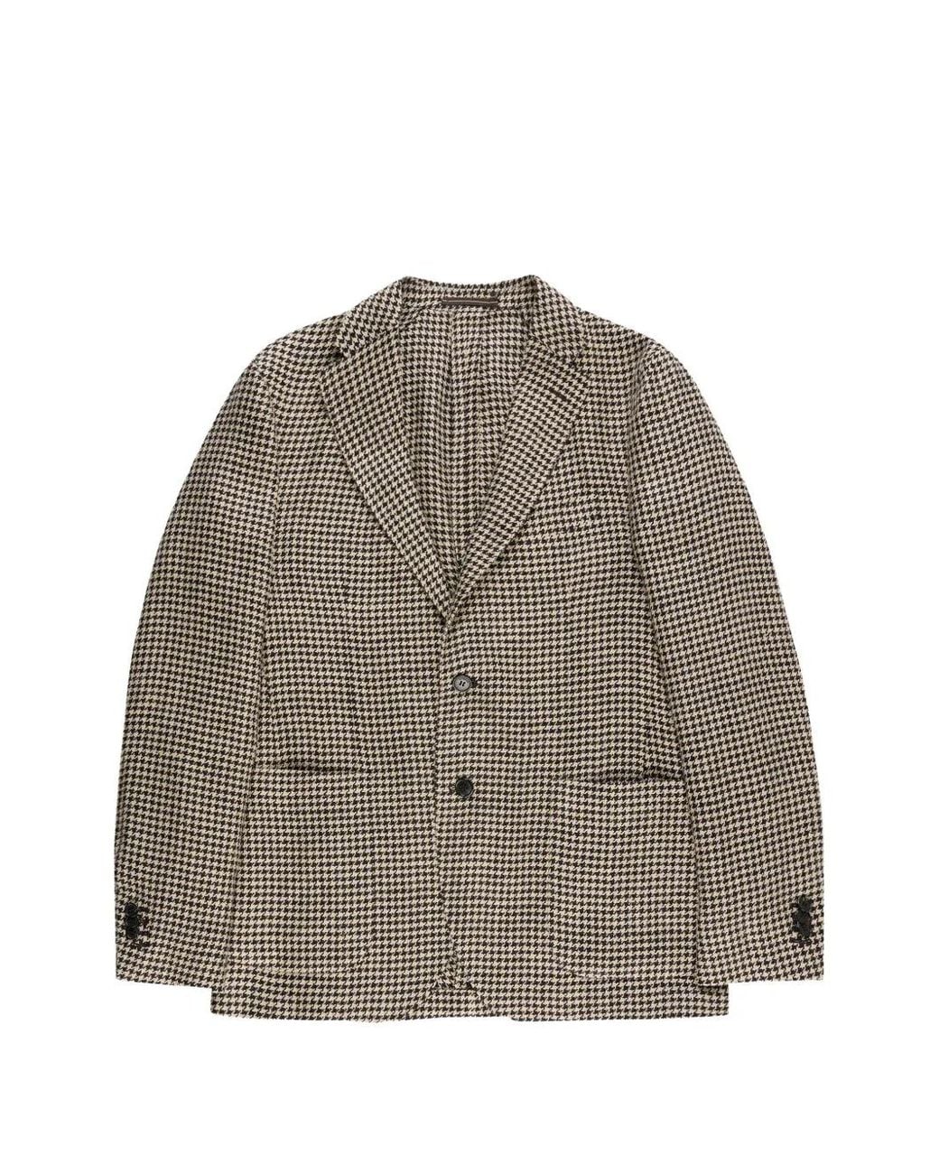 Incotex Gray Houndstooth Blazer for men