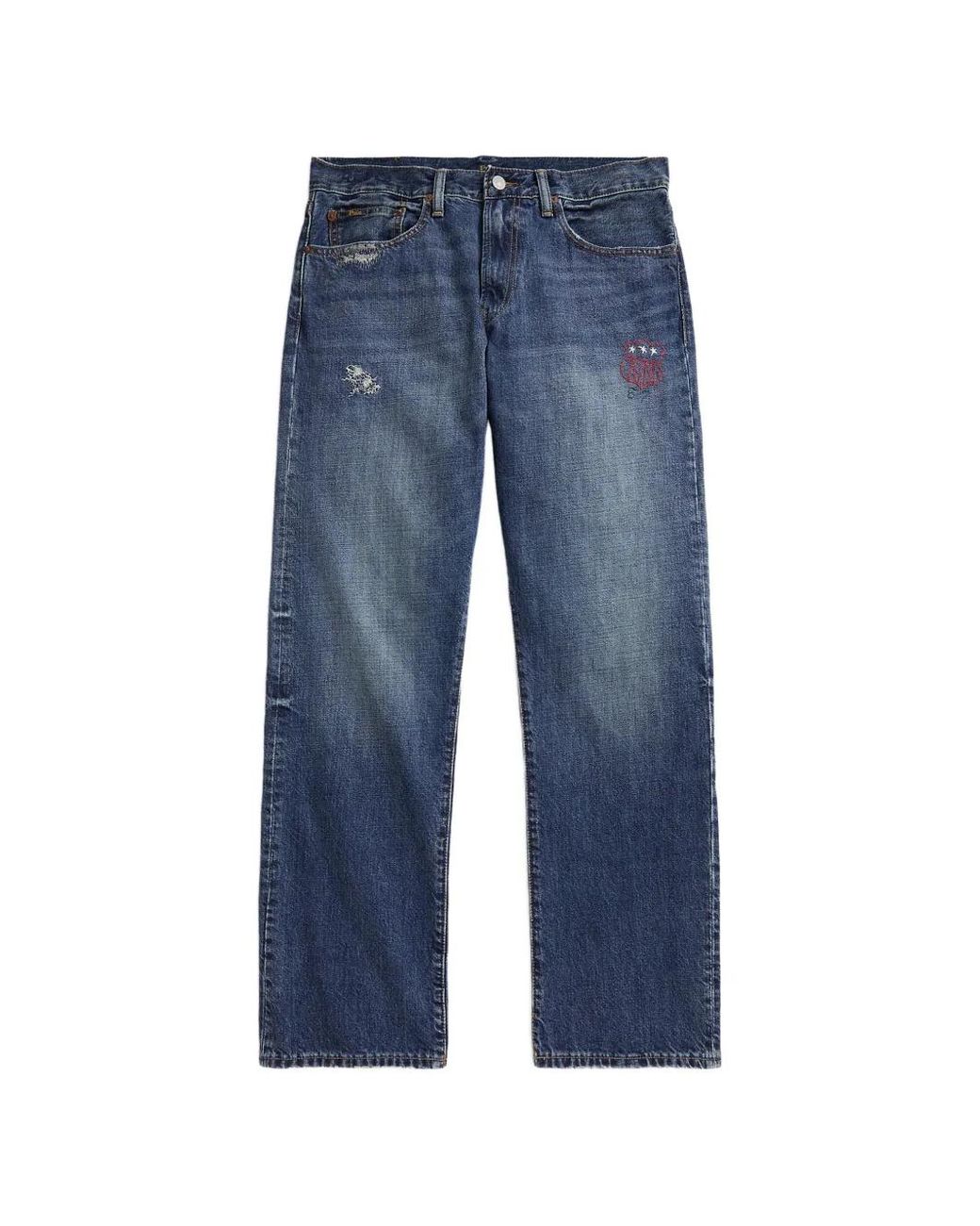 Polo Ralph Lauren Blue Jean Slim À Broderies Contrastantes for men