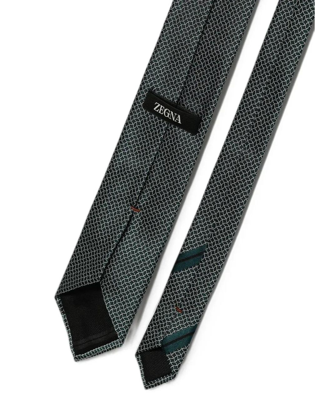 Zegna White Patterned Silk Tie for men