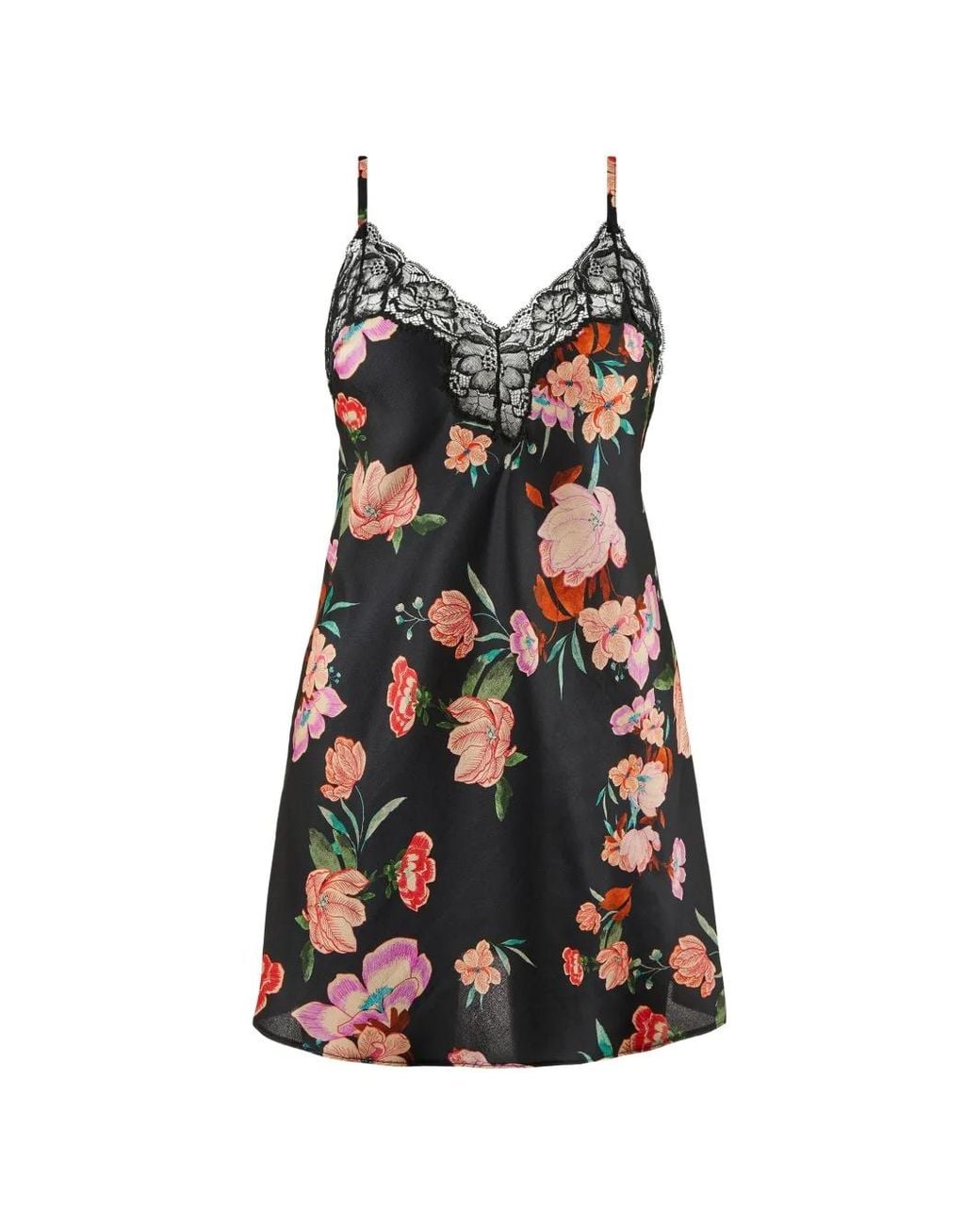 Aubade Black Sweet Folk Floral-Print Nightdress