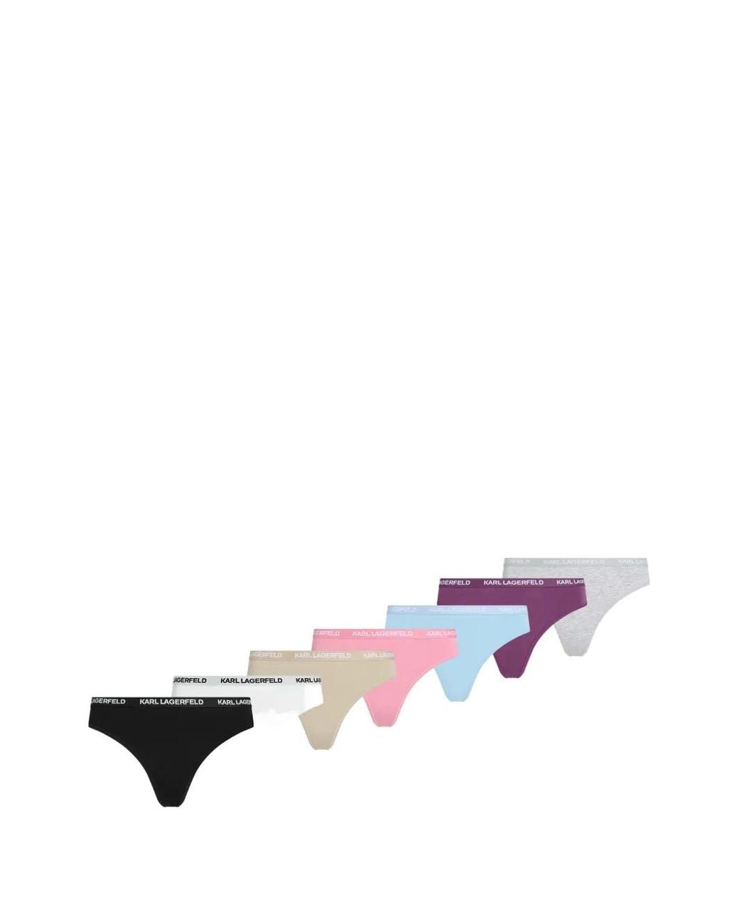 Karl Lagerfeld White Logo-Waistband Cotton Thongs (Set Of Seven)