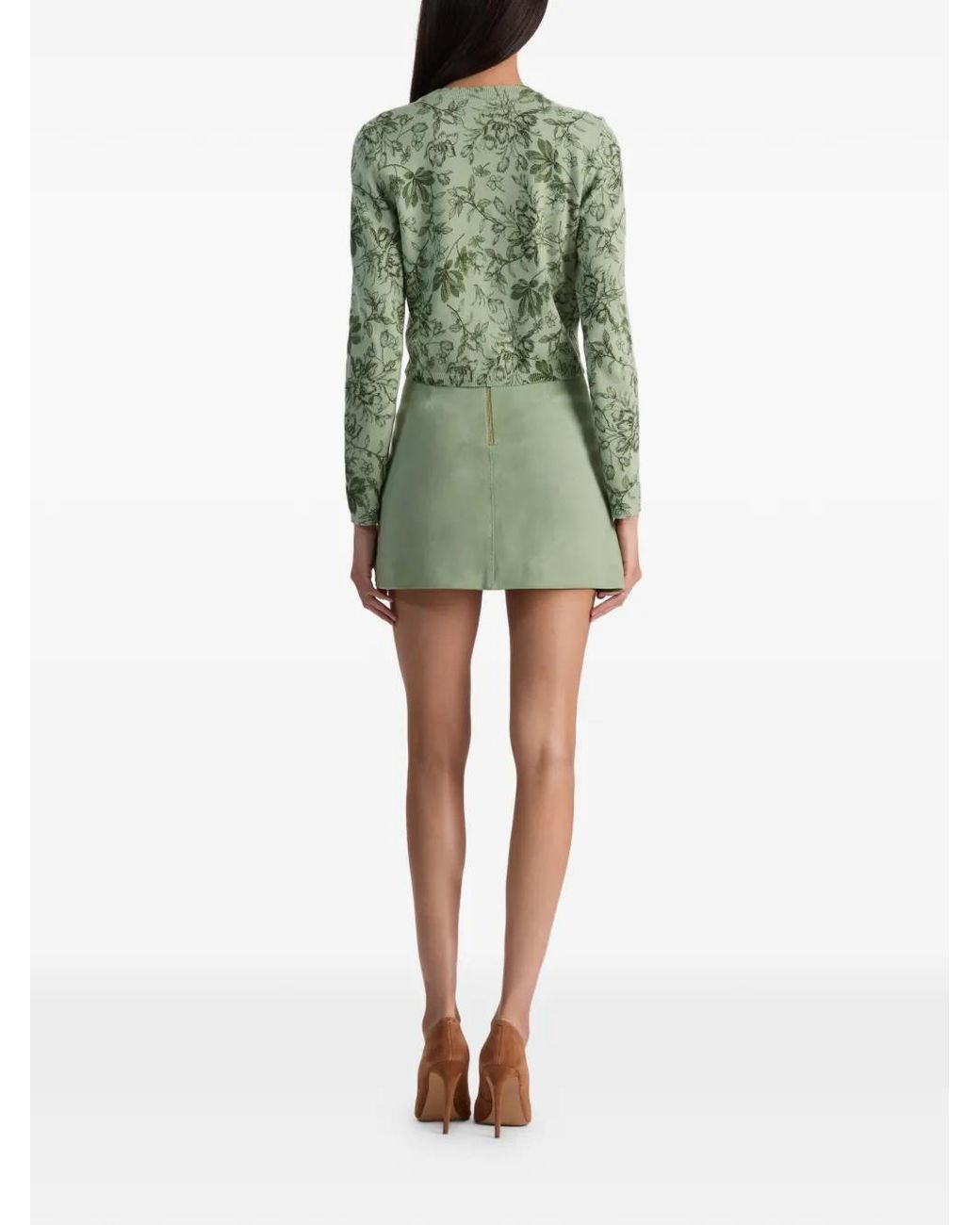 Alice + Olivia Green Carson Floral-Print Cardigan