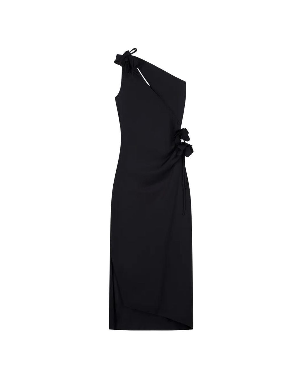 Coperni Black Robe Courte Asymétrique À Fleurs