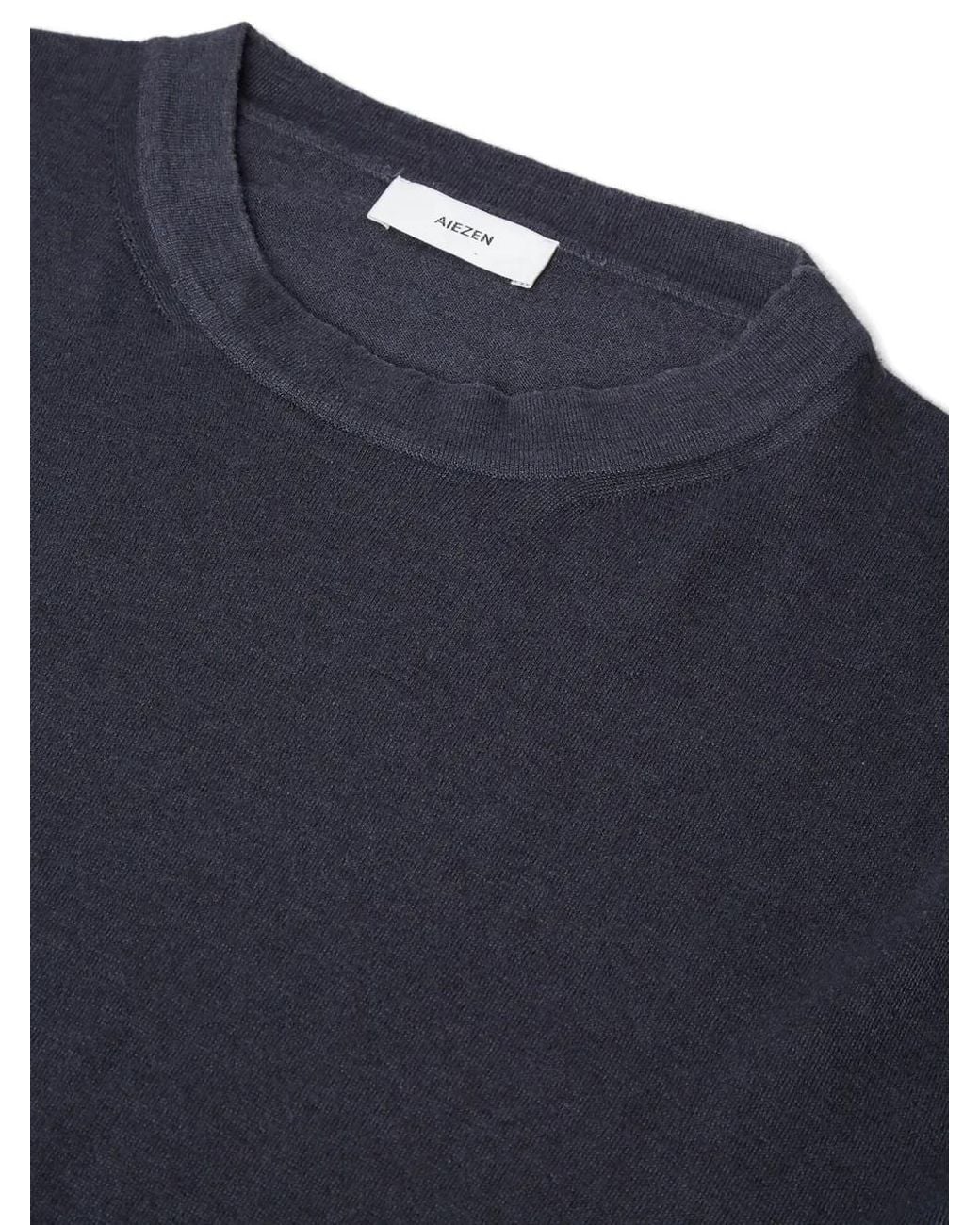 Aiezen Gray Crew-Neck Fine-Weave Sweater for men