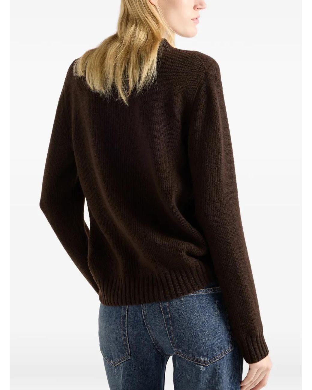 Pull À Logo Prada en coloris Brown