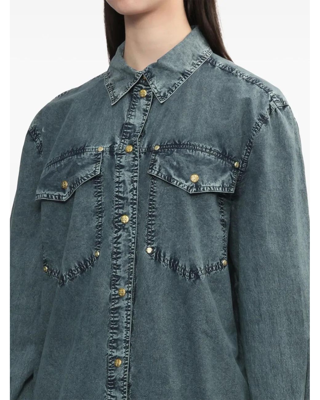 Ganni Blue Cotton Shirt