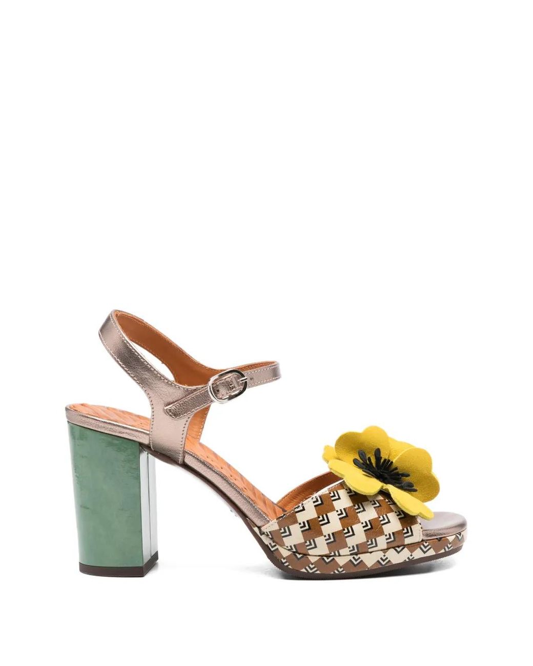 Chie Mihara Metallic Parlota Floral Leather Pumps