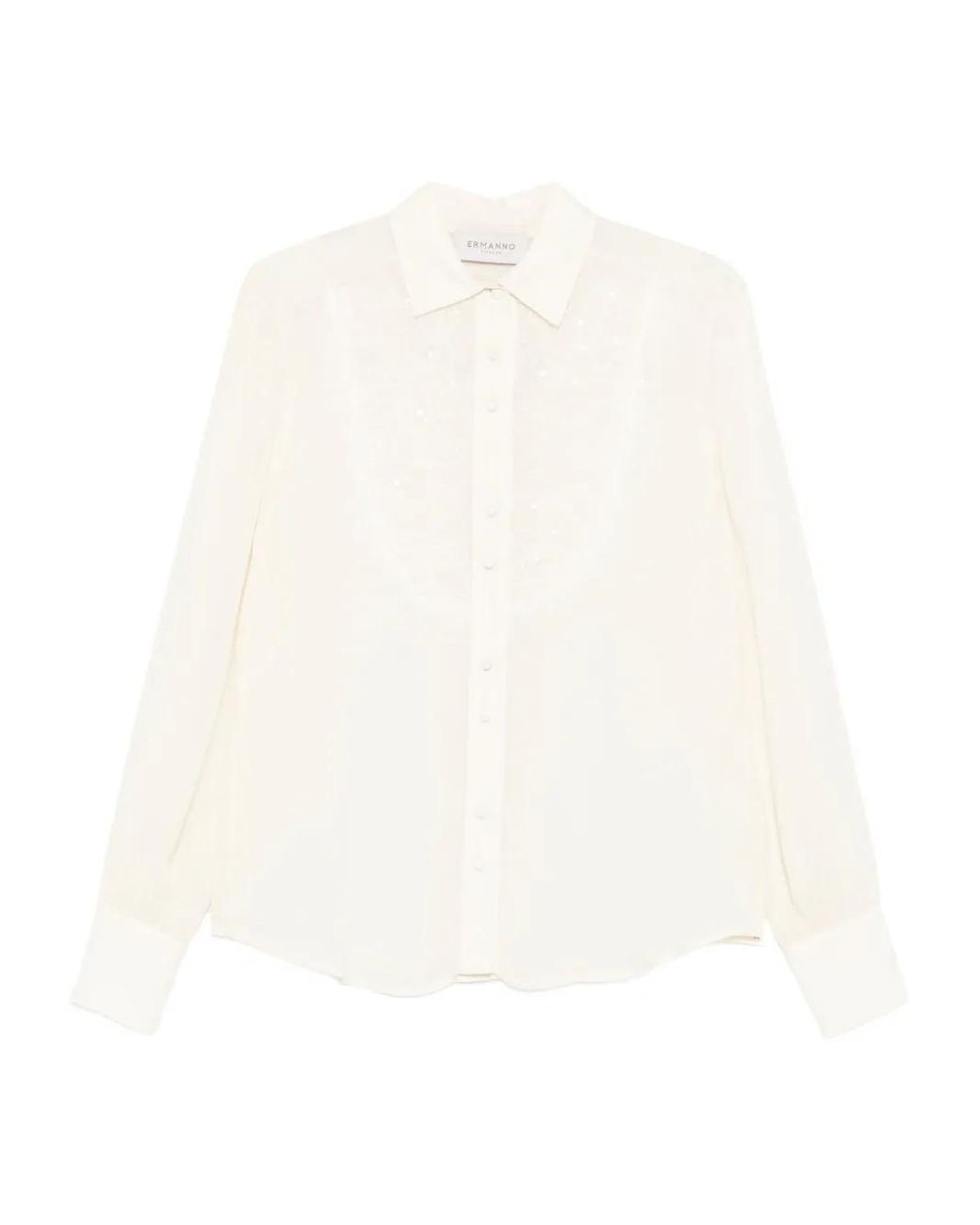ERMANNO FIRENZE White Embroidered-Collar Shirt