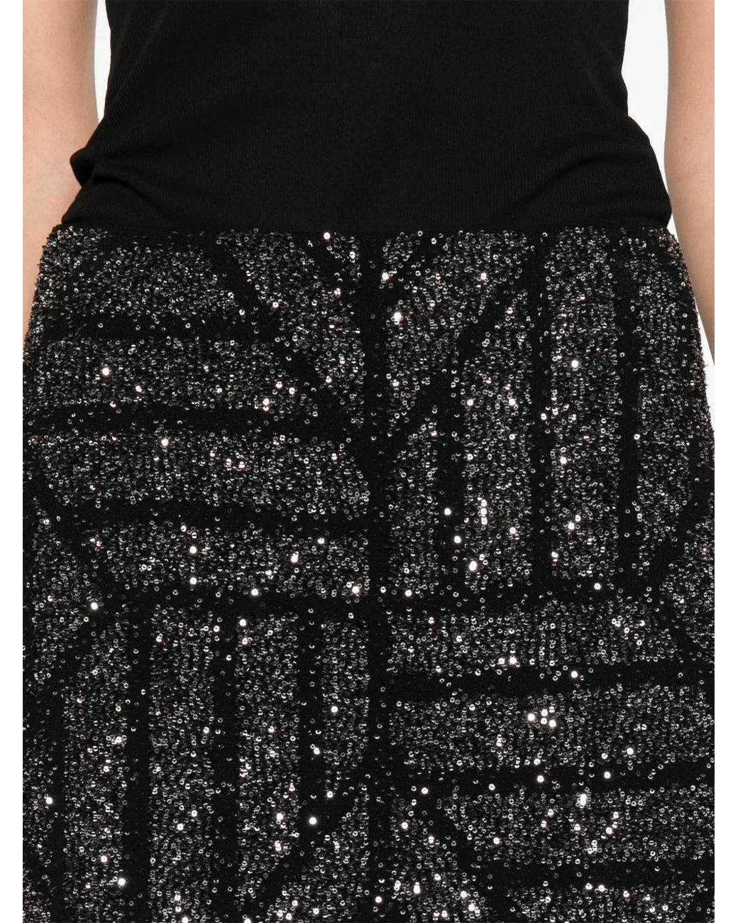 Circus Hotel Black Geometric Sequin Skirt