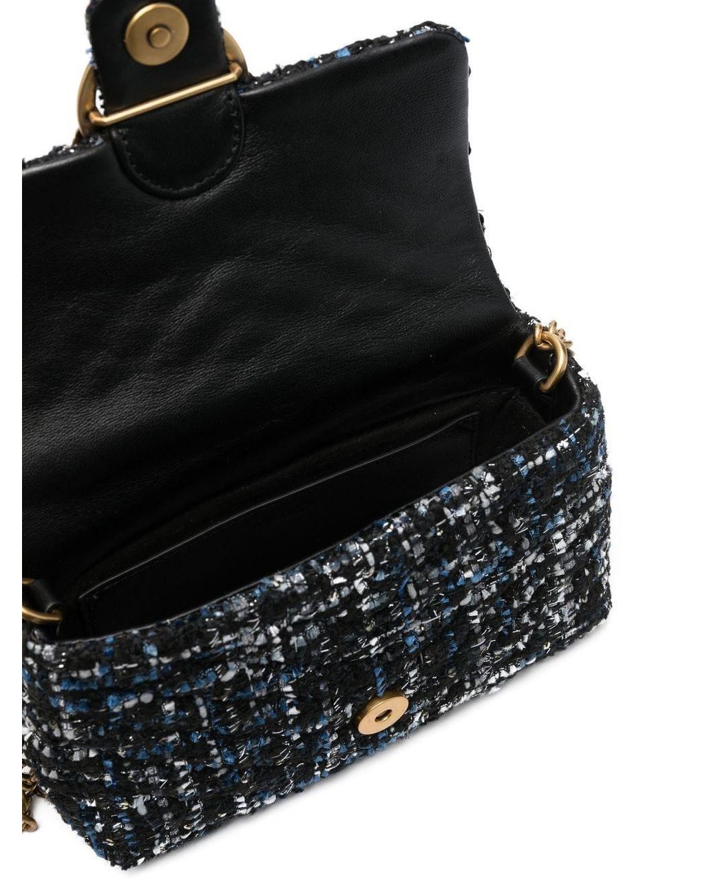 Pinko Tweed Chain strap Shoulder Bag in Black Lyst