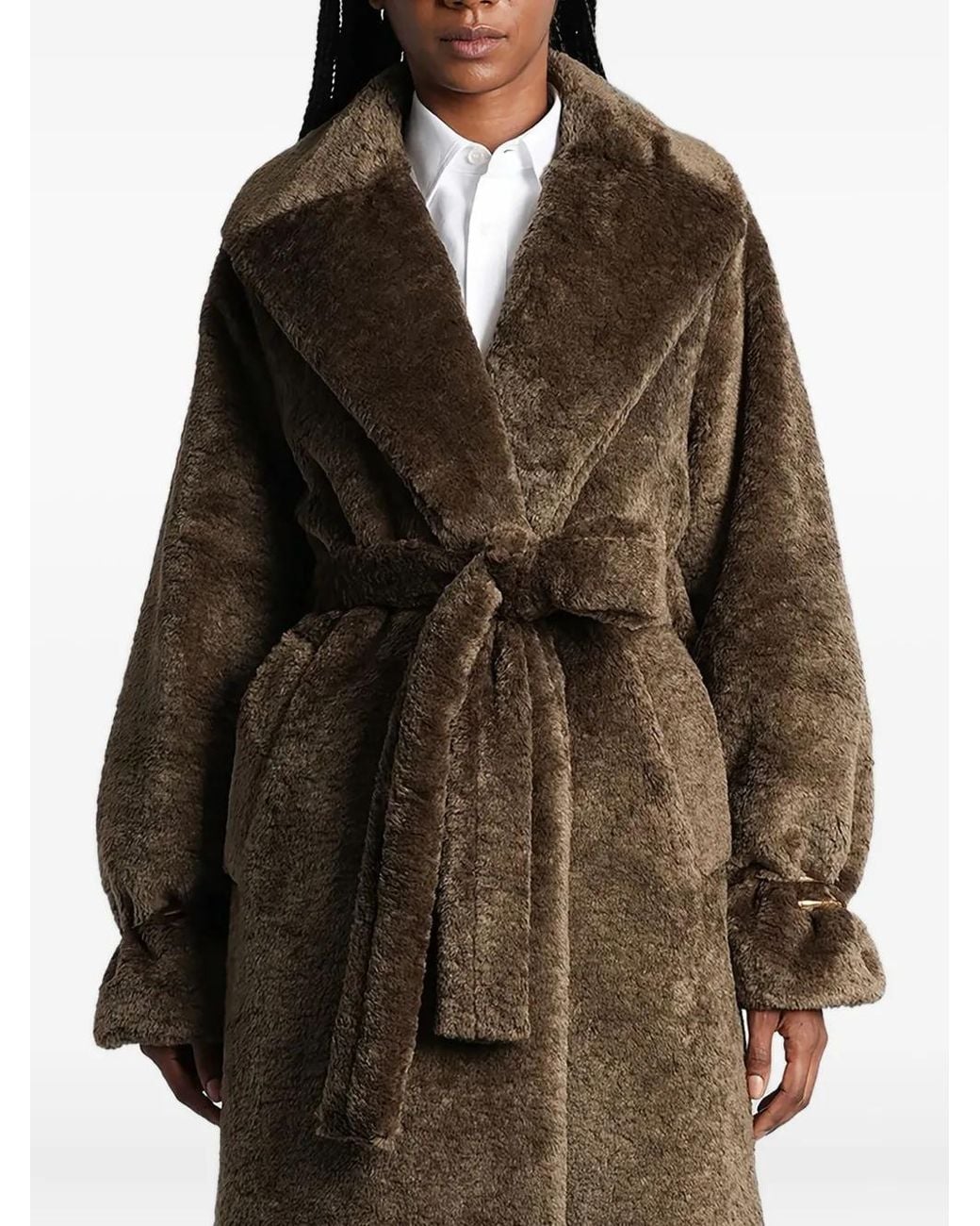 DARKPARK Brown Belted Single-Breasted Teddy Coat