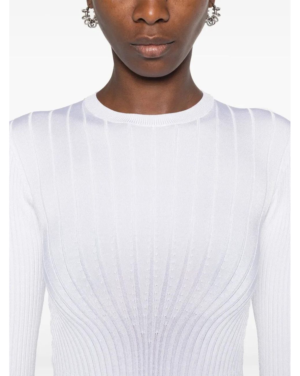 Mugler White Knit Top