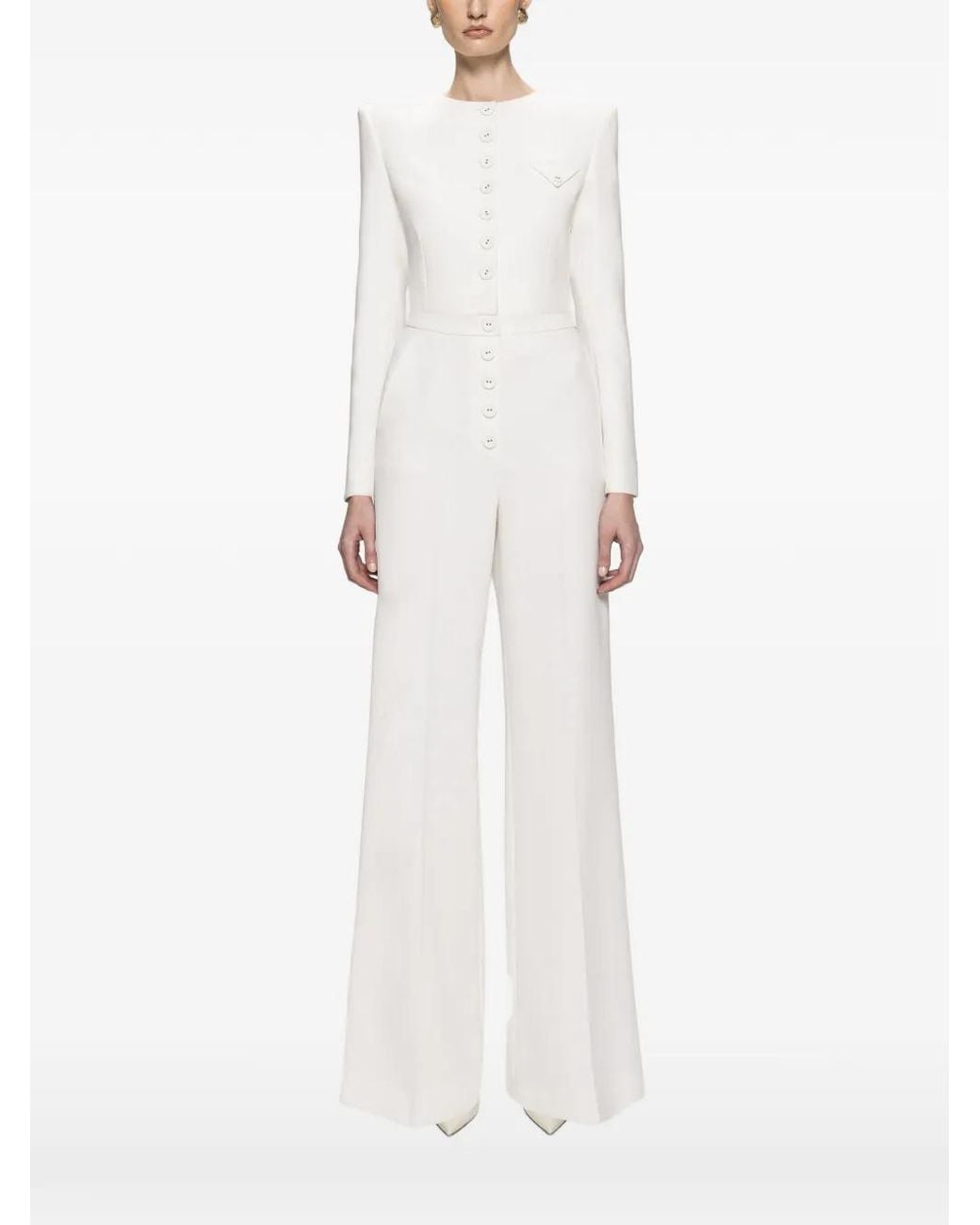 Nissa White Buttoned Cropped Jacket