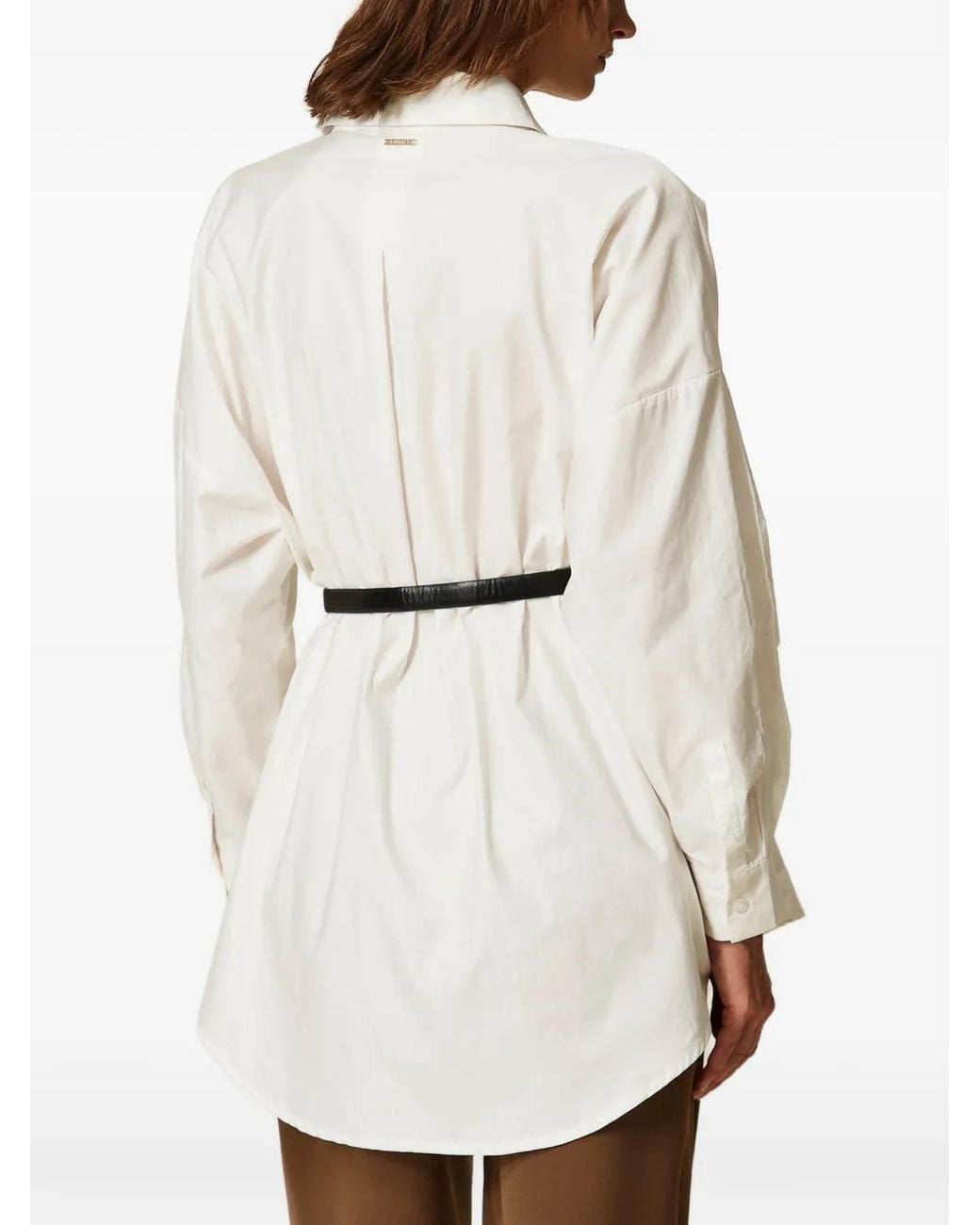 Twinset White Poplin Shirt With Belt