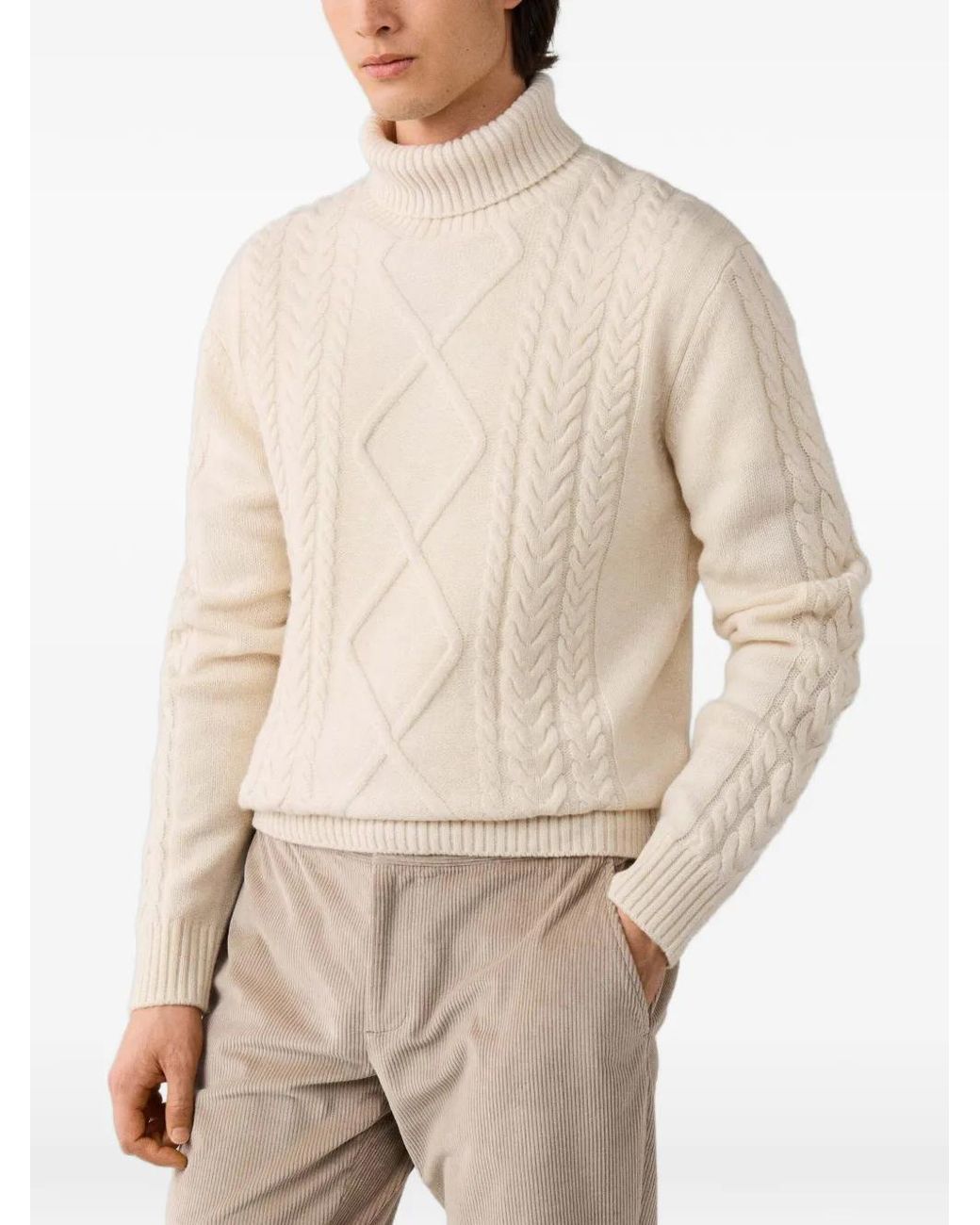 Hackett Natural Argyle Cable-Knit Knit for men